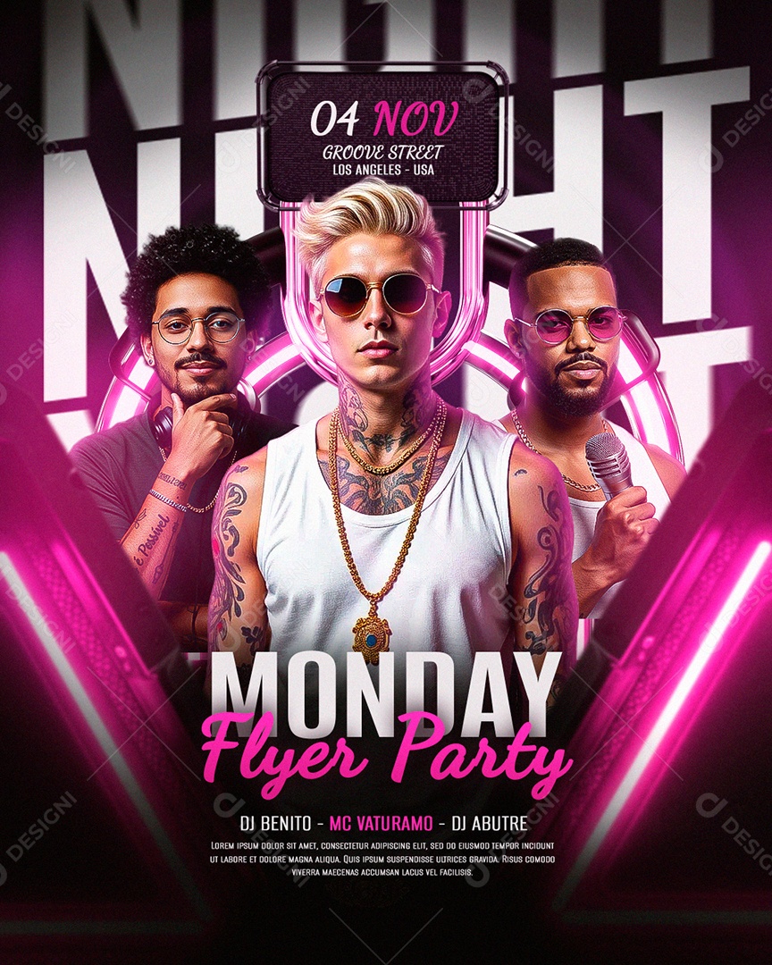 Flyer Feed Monday Flyer Party Rosa Social Media PSD Editável