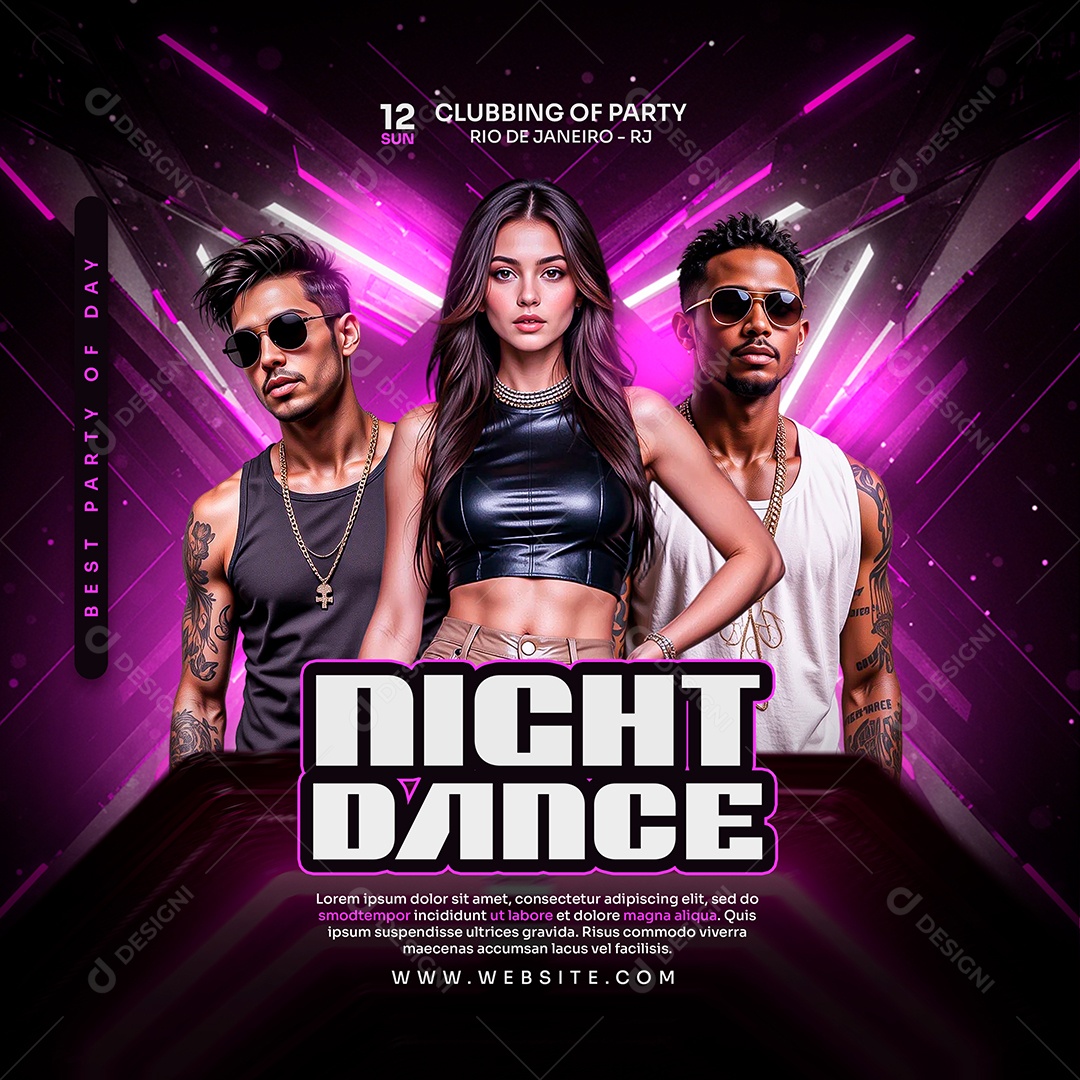 Flyer Feed Night Dance Social Media PSD Editável
