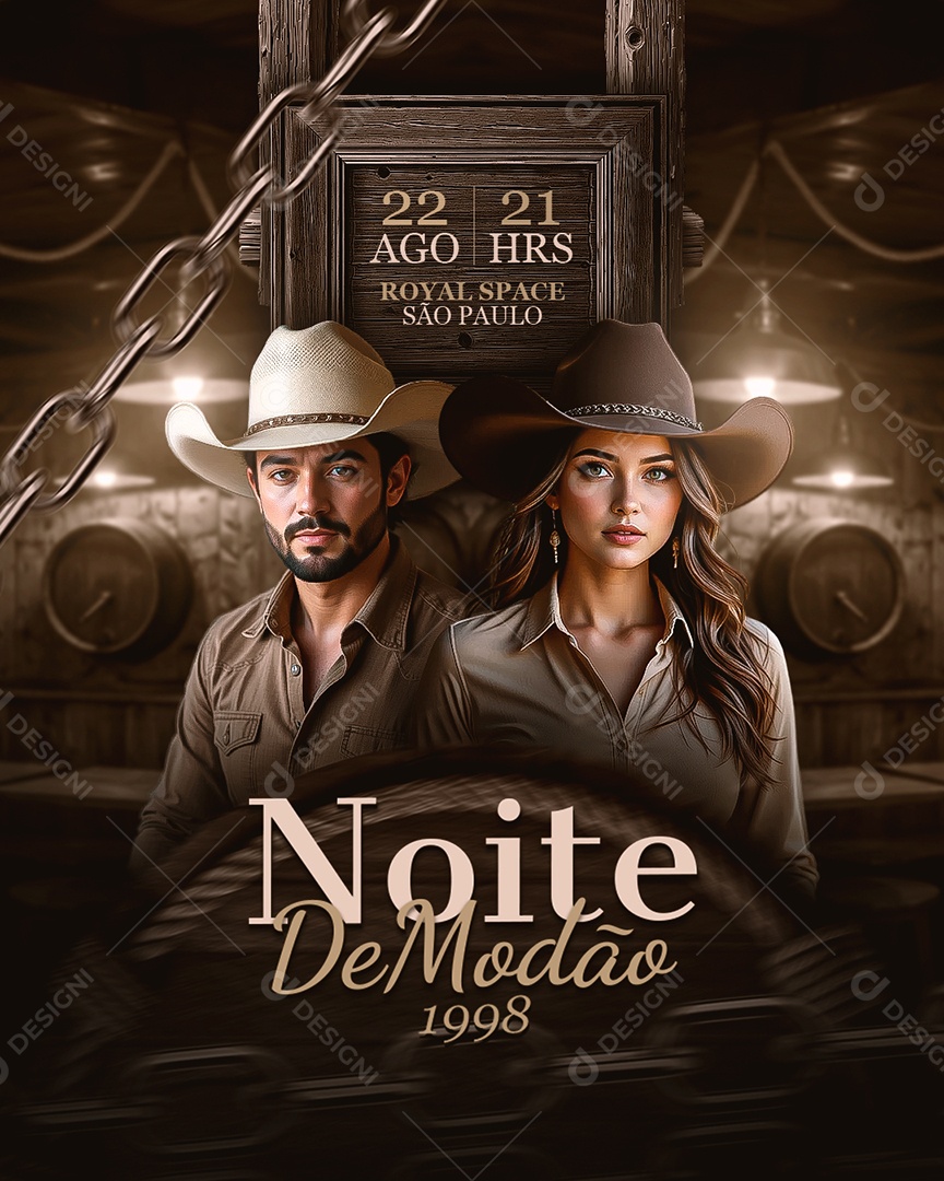 Flyer Feed Noite de Modão Social Media PSD Editável