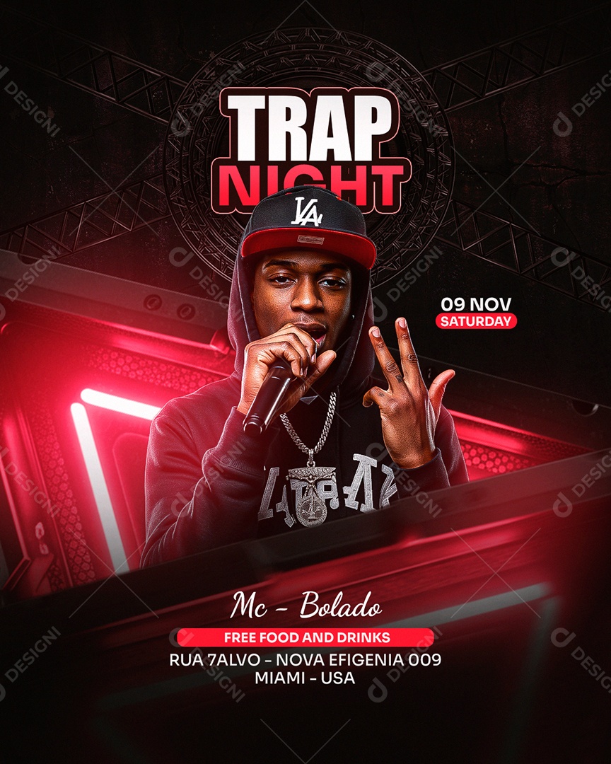 Flyer Feed Trap Night Social Media PSD Editável