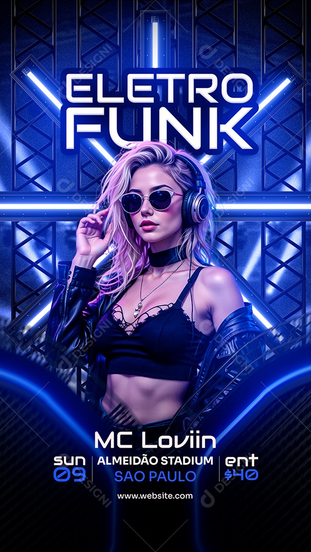 Flyer Story Eletro Funk Social Media PSD Editável