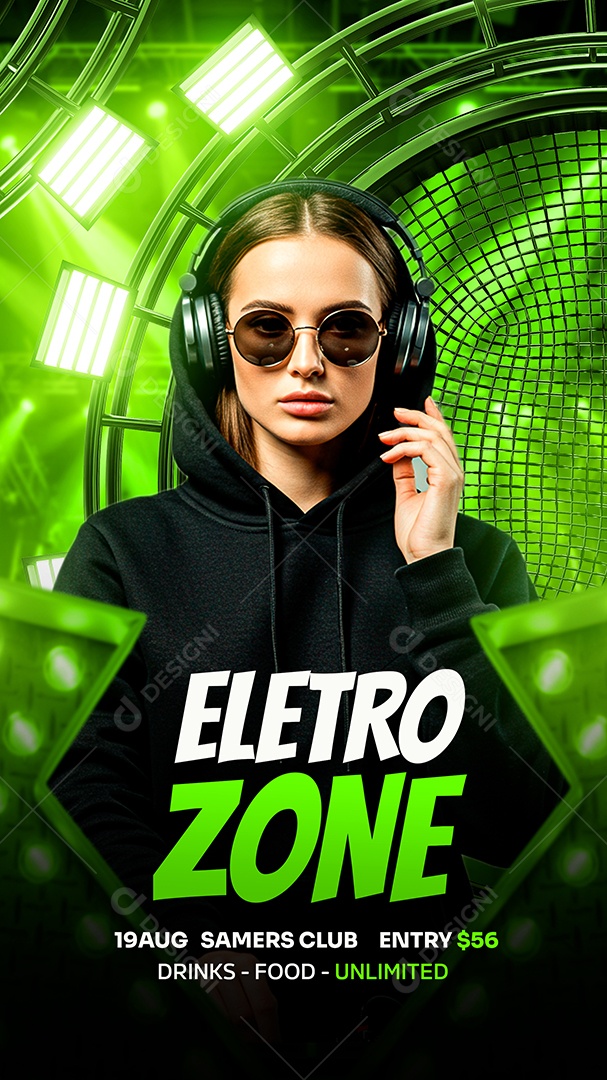 Flyer Story Eletro Zone Social Media PSD Editável