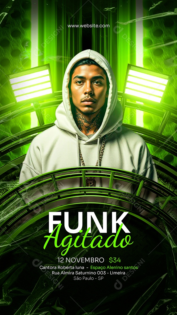Flyer Story Funk Agitado Social Media PSD Editável