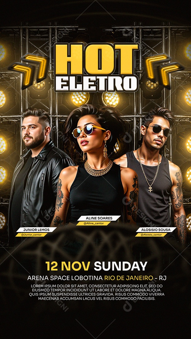 Flyer Story Hot Eletro Roxo Social Media PSD Editável