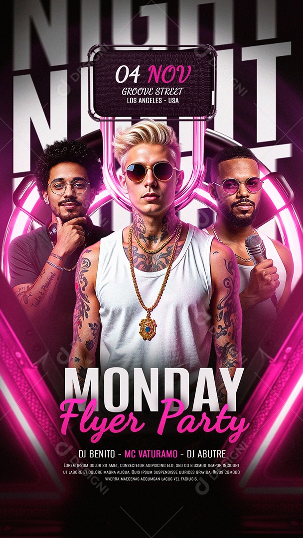 Flyer Story Monday Flyer Party Rosa Social Media PSD Editável