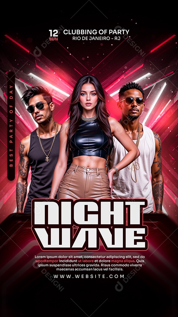 Flyer Story Night Wave Social Media PSD Editável