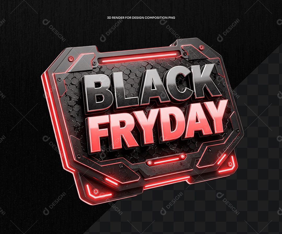 Selo 3D Black Fryday Vermelho Para Composição PSD
