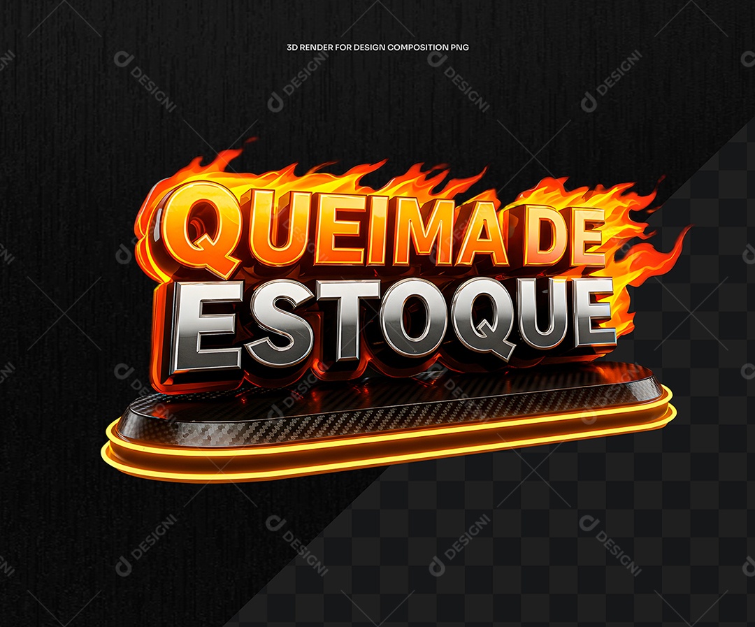 Selo 3D Queima de Estoque Para Composição PSD