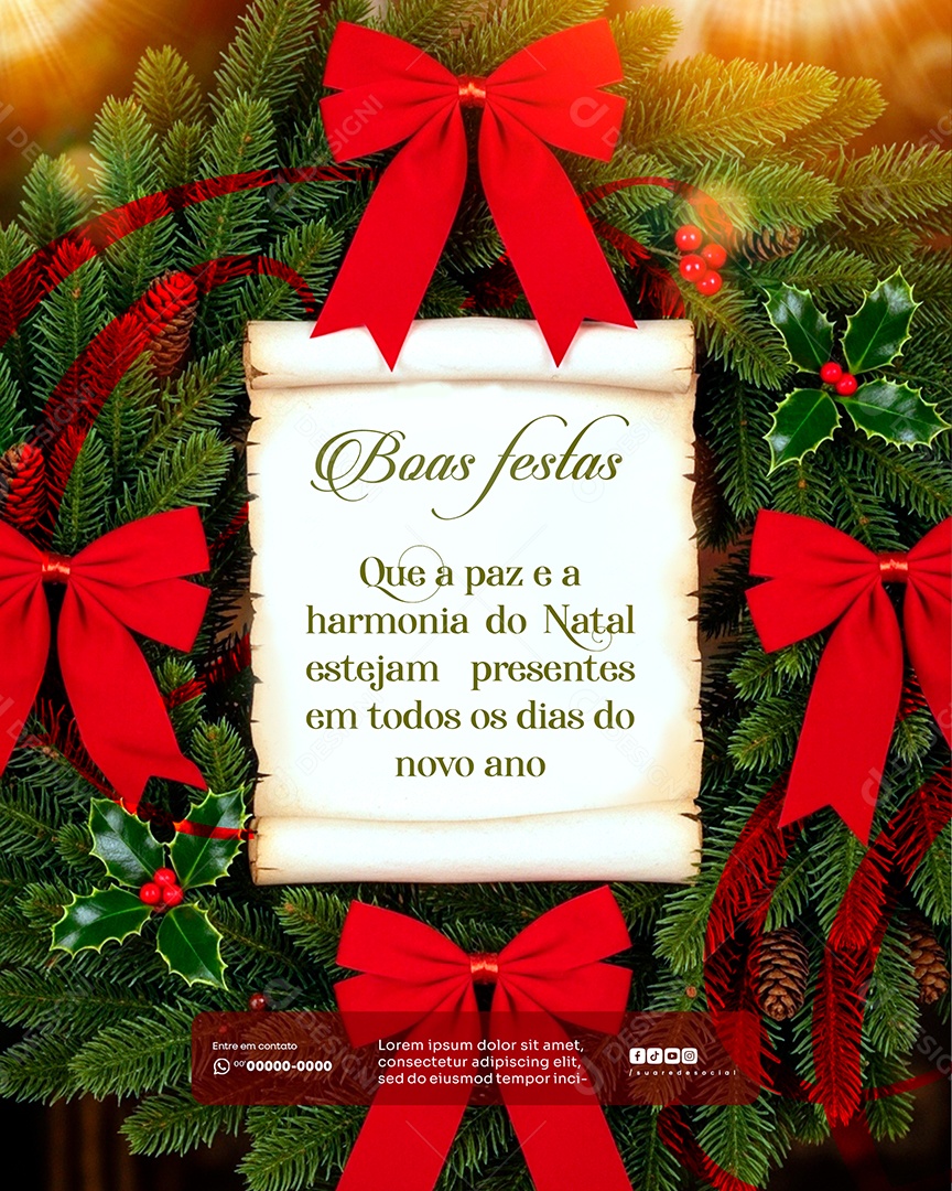 Feliz Natal Boas Festa Feed Social Media PSD Editável
