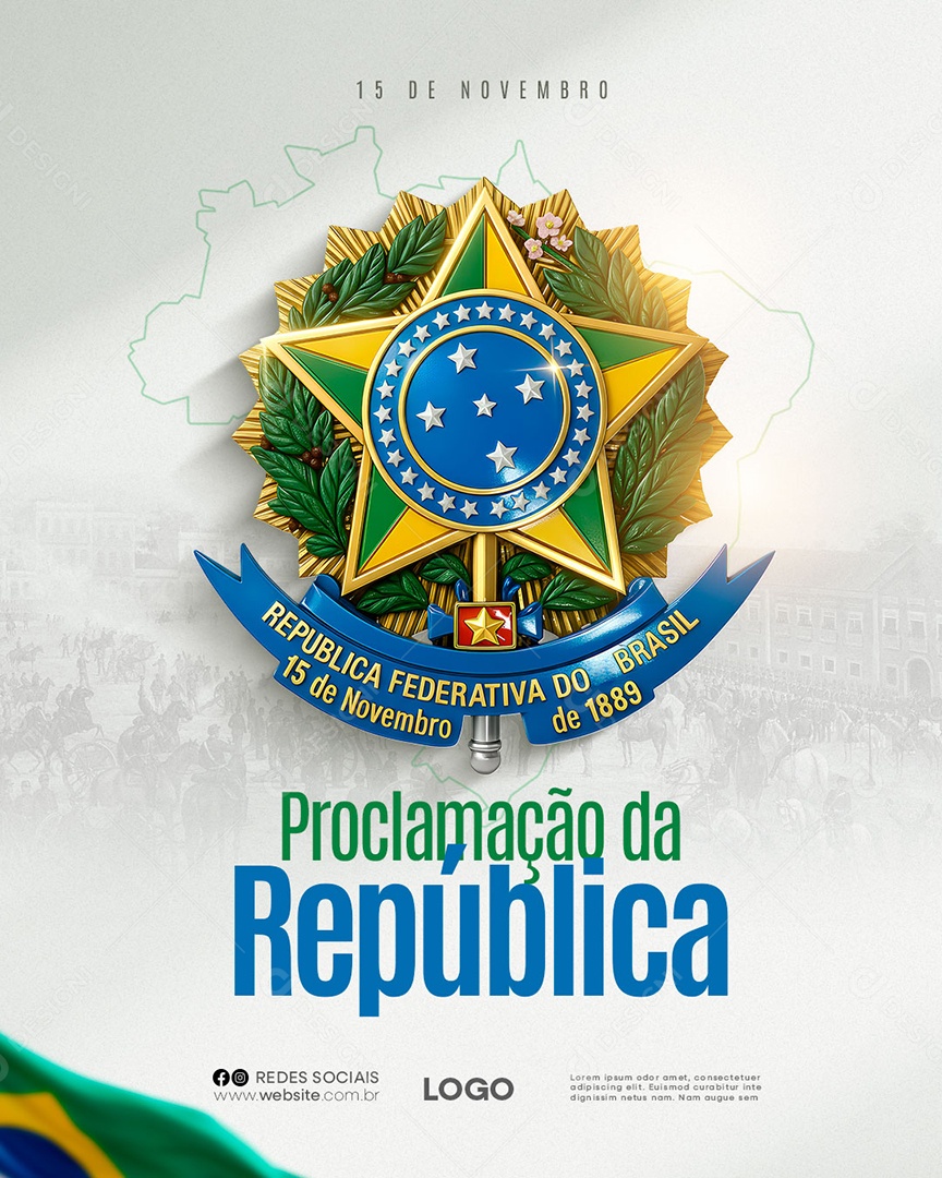 Dia da Proclamação da República 15 de Novembro Social Media PSD Editável