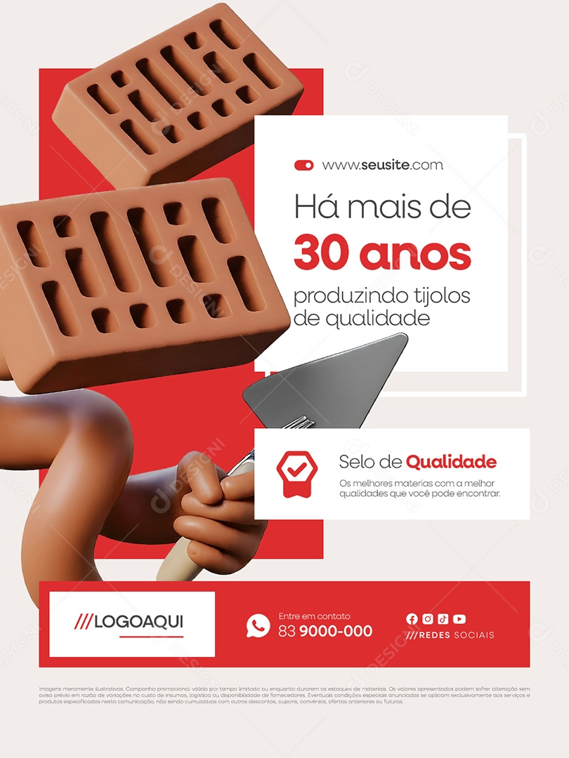Tijolaria Há Mais de 30 Anos Produzindo Tijolos de Qualidade Social Media PSD Editável