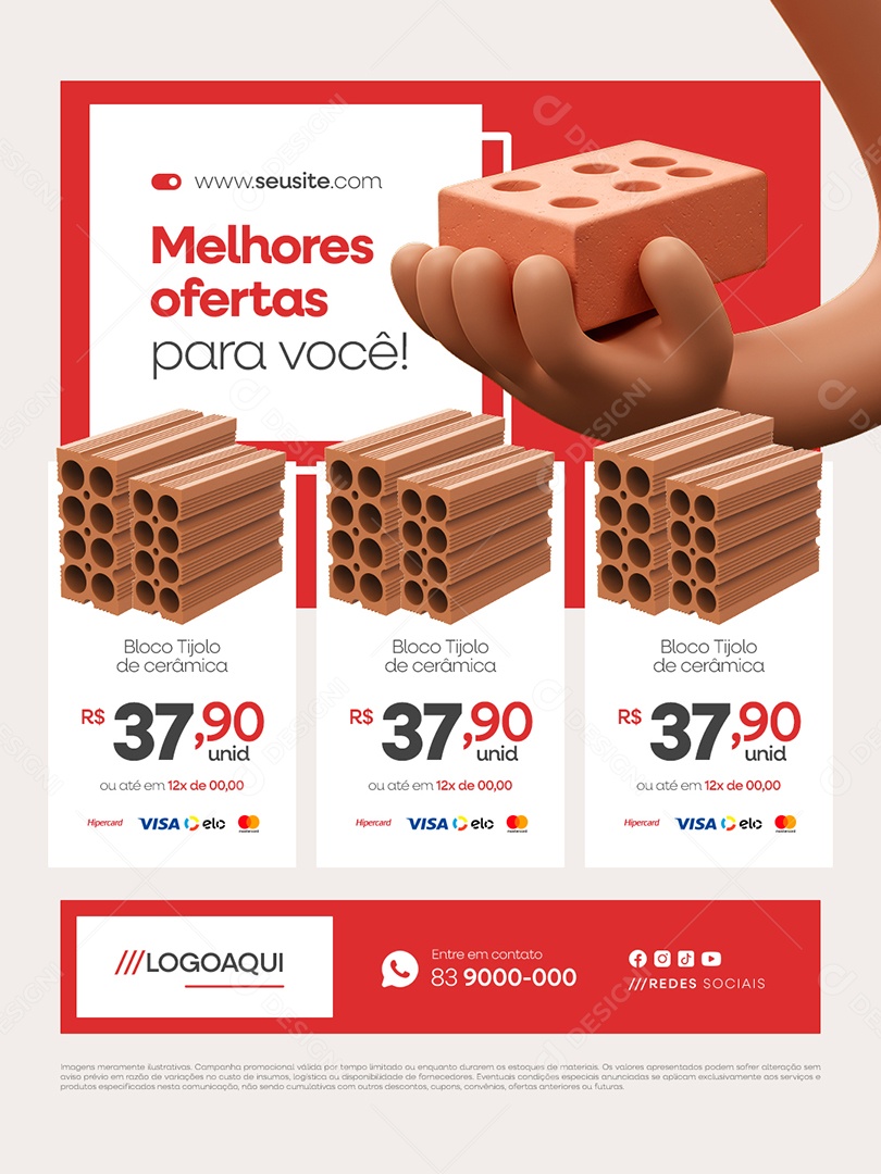 Tijolaria Melhores Ofertas para Você Social Media PSD Editável