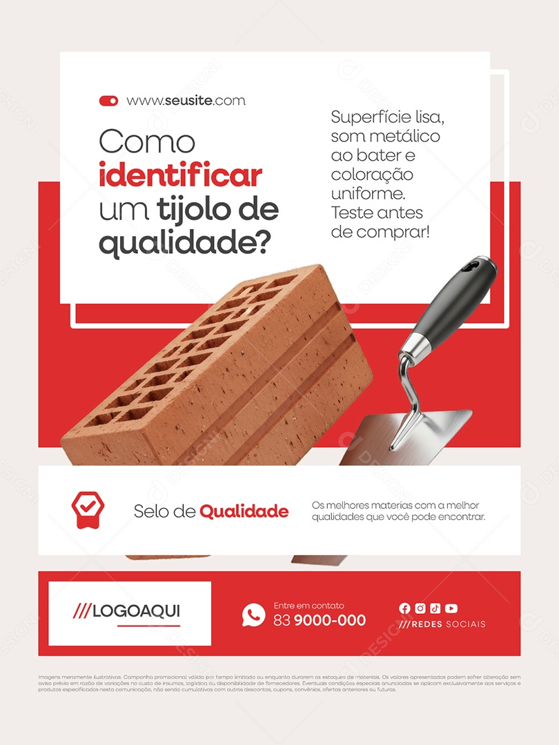 Tijolaria Como Identificar Um Tijolo  de Qualidade Social Media PSD Editável