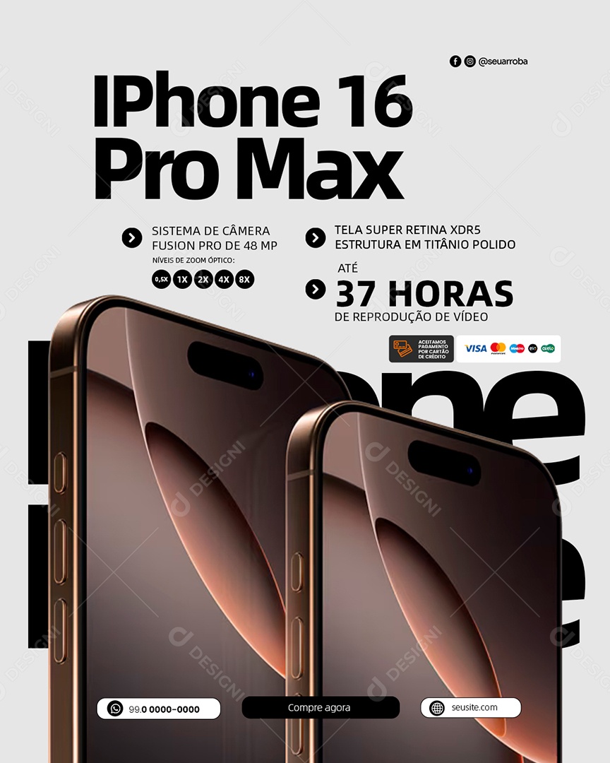 Loja de Celulares IPhone 16 Pro Max Social Media PSD Editável