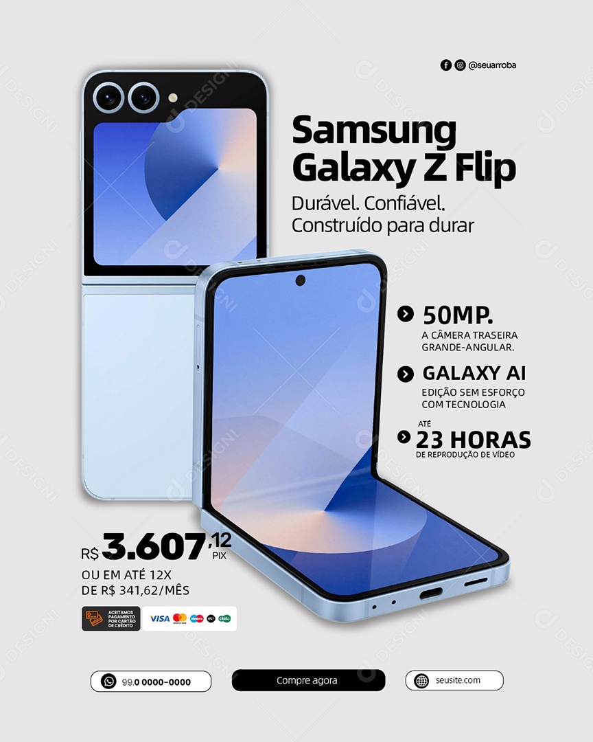 Loja de Celulares Samsung Galaxy Z Flip Social Media PSD Editável