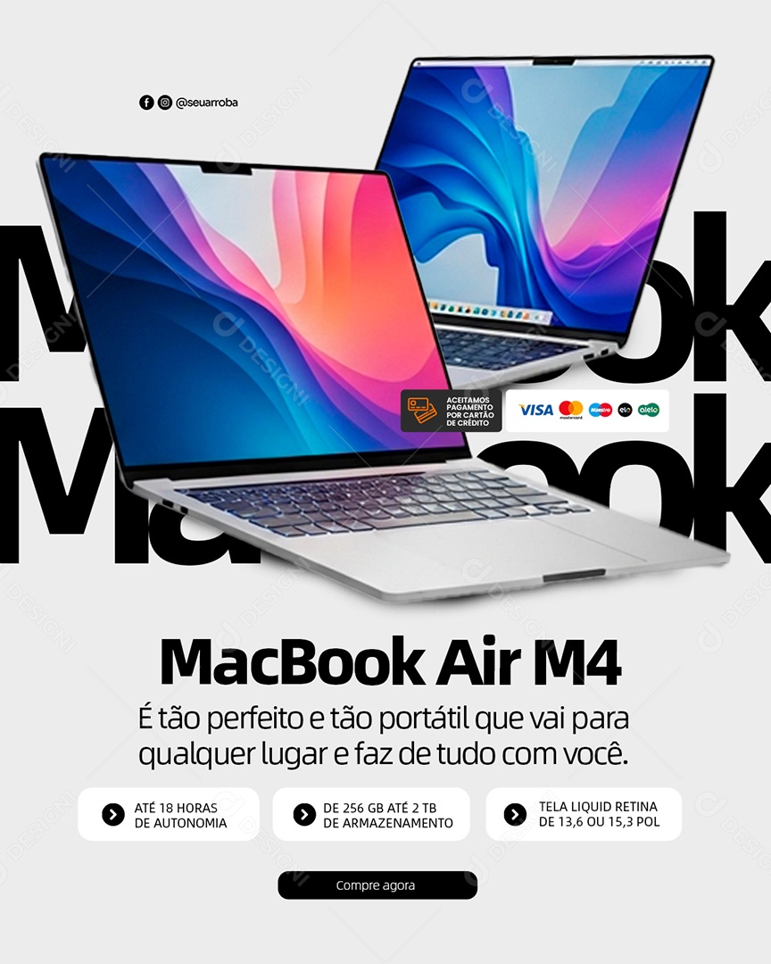 Loja de Celulares MacBook Air Social Media PSD Editável
