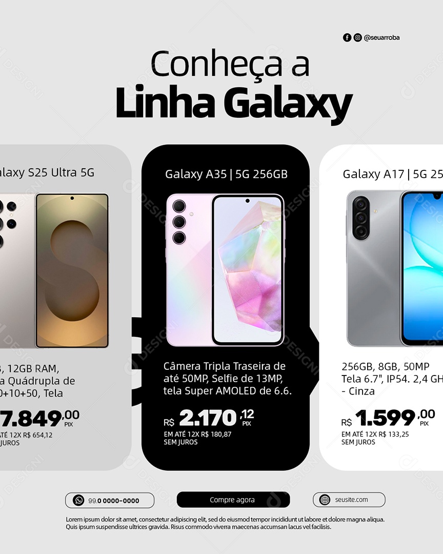 Loja de Celulares Conheça a Linha Galaxy Social Media PSD Editável