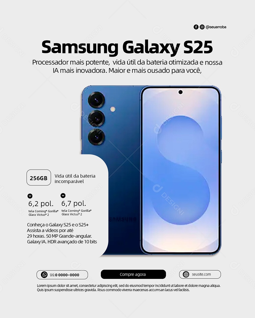 Loja de Celulares Samsung Galaxy S25 Social Media PSD Editável