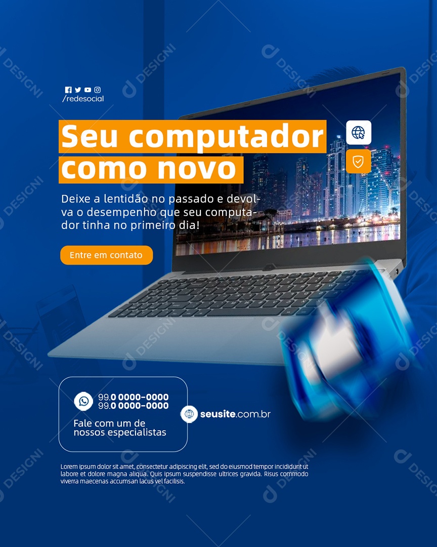 Loja de Informática Seu Computador Como Novo Social Media PSD Editável