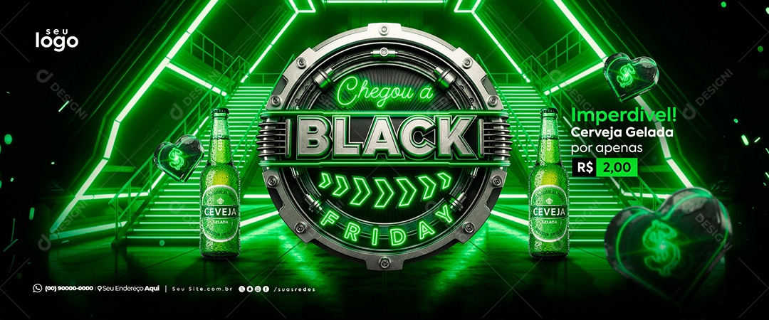 Banner Chegou a Black Friday Social Media PSD Editável