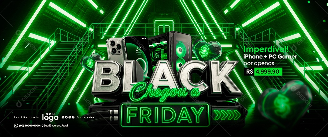 Banner Chegou a Black Friday Social Media PSD Editável