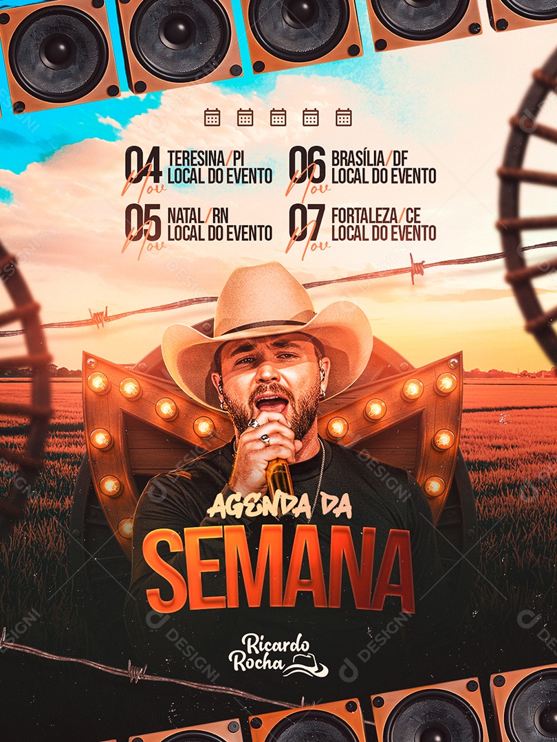 Flyer Próximos Shows Agenda da Semana Social Media PSD Editável