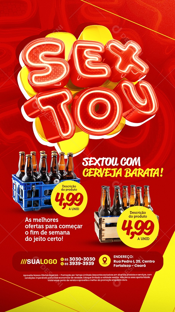 Story Tabloide Cervejaria Sextou com Cerveja Barata Social Media PSD Editável