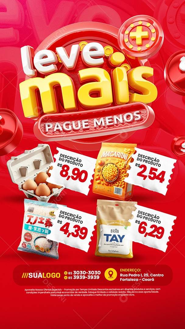 Story Tabloide Supermercado Leve Mais Pague Menos Produtos Social Media PSD Editável