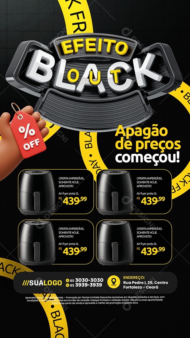 Story Tabloide Efeito Blackout Loja de Eletrodomésticos Apagão de Preços Social Media PSD Editável