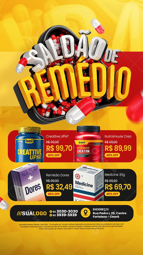 Story Tabloide Farmácia Saldão de Remédio Social Media PSD Editável
