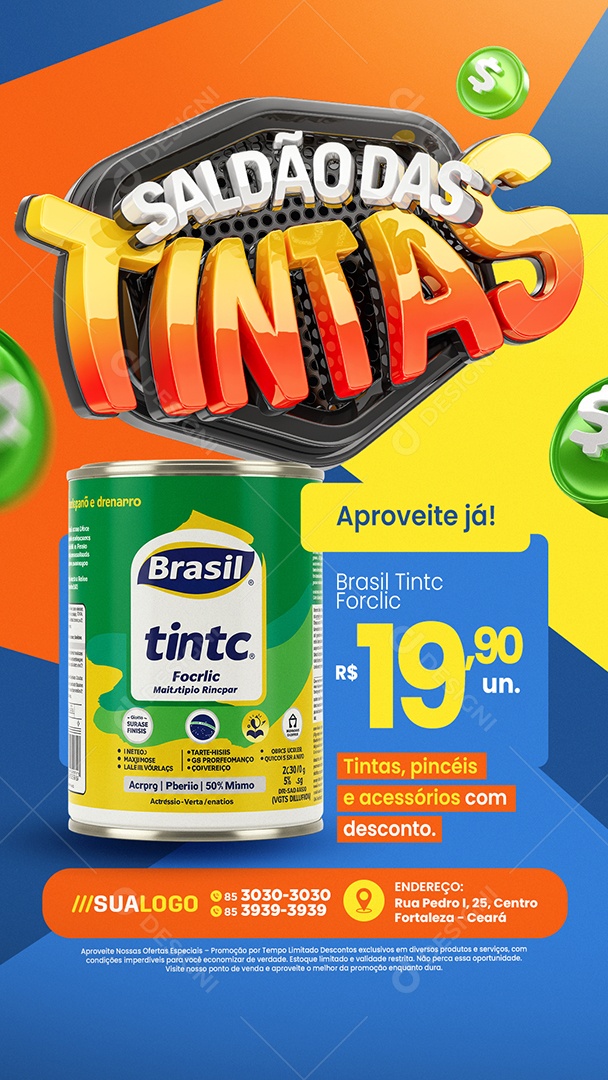 Story Tabloide Construção Saldão das Tintas Aproviete Já Social Media PSD Editável