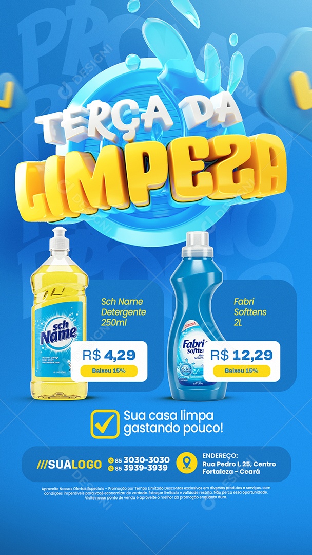 Story Tabloide Supermercado Terça da Limpeza Produtos de Limpeza Social Media PSD Editável