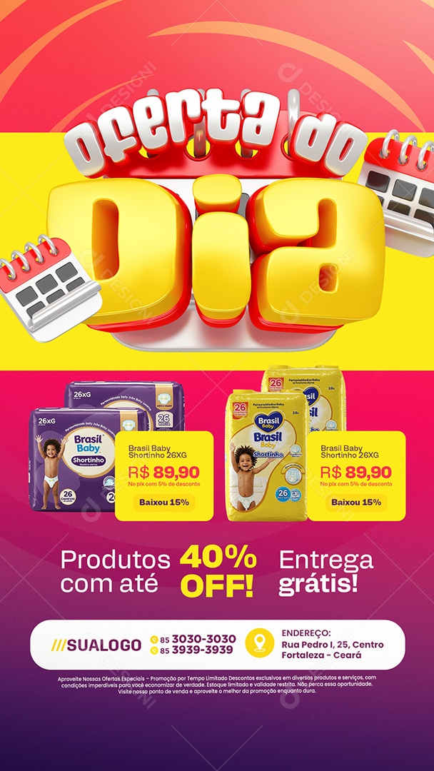 Story Tabloide Farmácia Oferta do Dia Fraldas Social Media PSD Editável