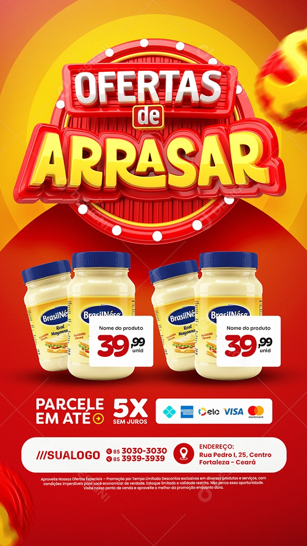Story Tabloide Supermercado Ofertas de Arrasar Maionese Social Media PSD Editável