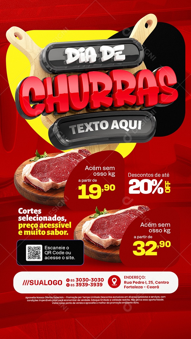 Story Tabloide Dia de Churrasc Cortes Selecionados Social Media PSD Editável