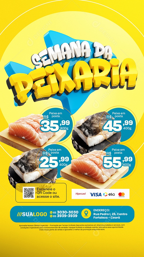 Story Tabloide Semana da Peixaria Peixe Social Media PSD Editável