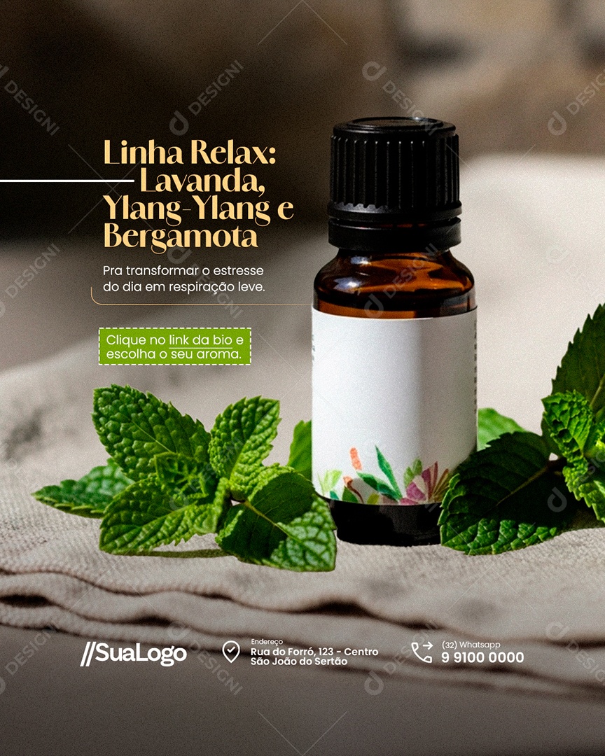 Óleos Essenciais Linha Relax Lavanda Social Media PSD Editável