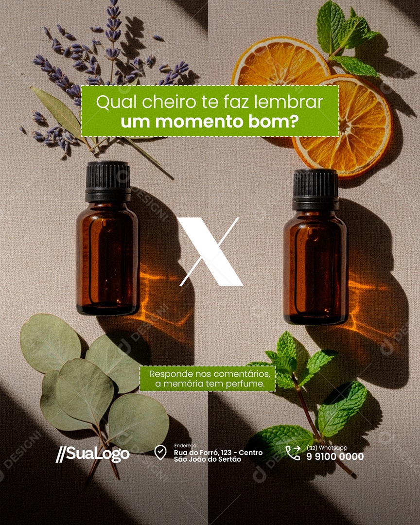 Óleos Essenciais Qual Cheiro Te Faz Lembrar Um Momento Bom Social Media PSD Editável