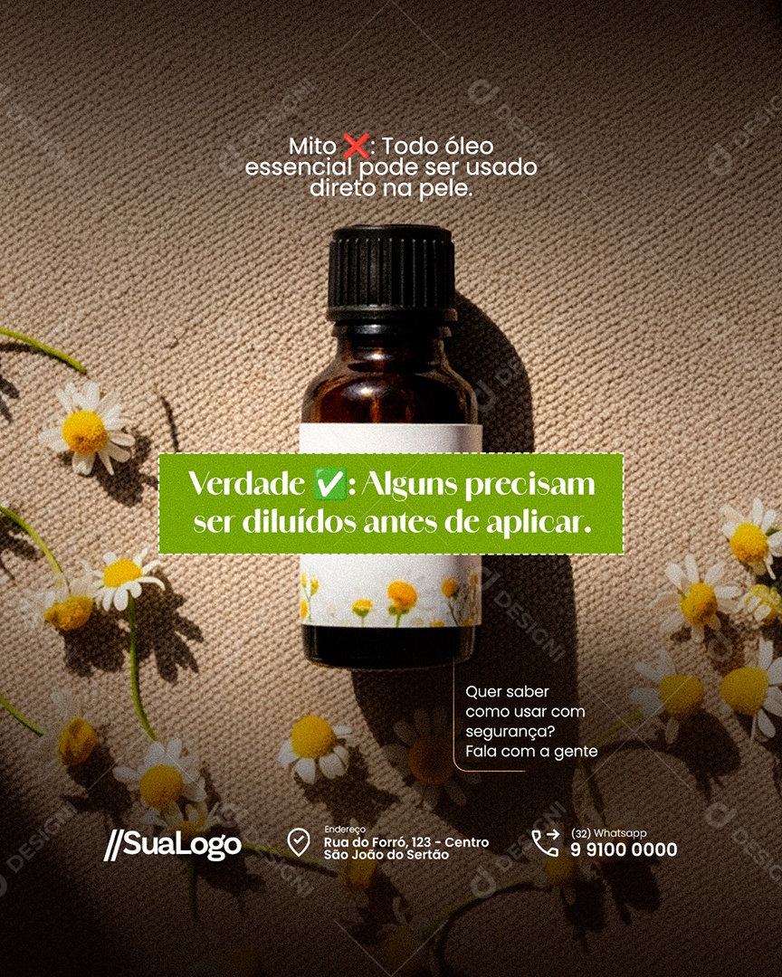 Óleos Essenciais Verdade Alguns Precisam Ser Diluídos Social Media PSD Editável