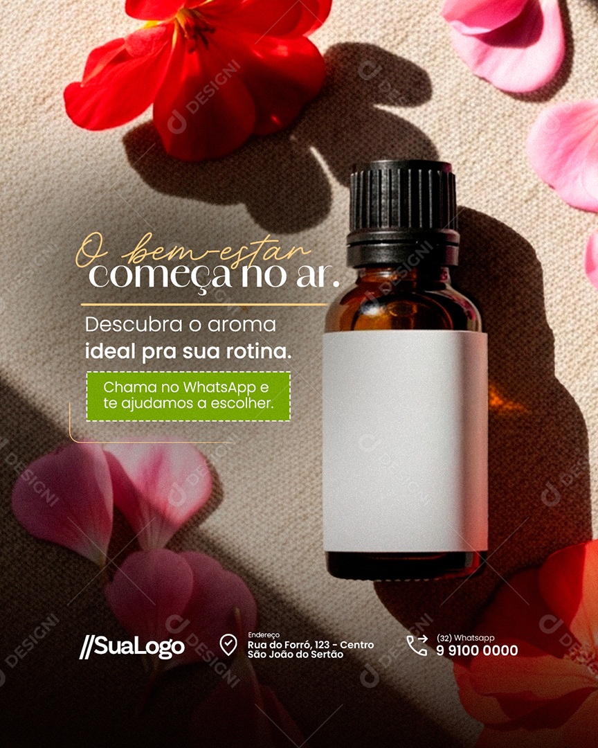 Óleos Essenciais O Bem Estar Começa no Ar Social Media PSD Editável