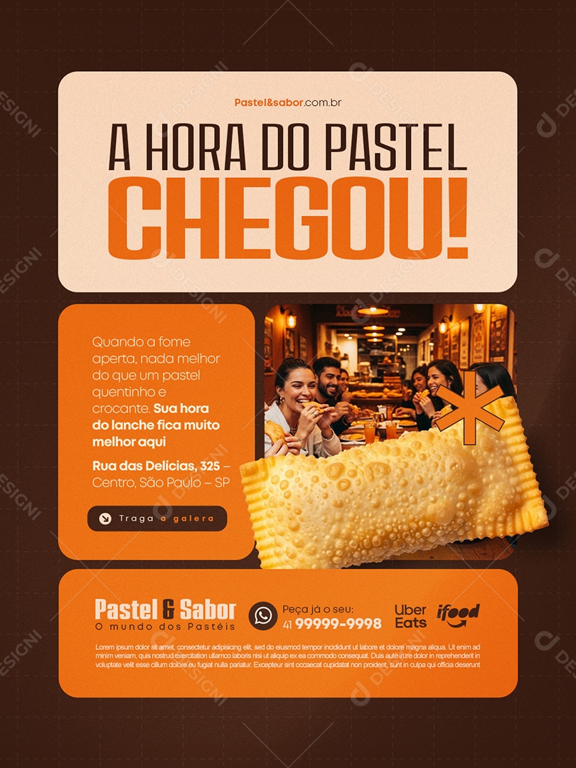 Pastelaria Sua Hora do Lanche Fica Muito Melhor Aqui Social Media PSD Editável