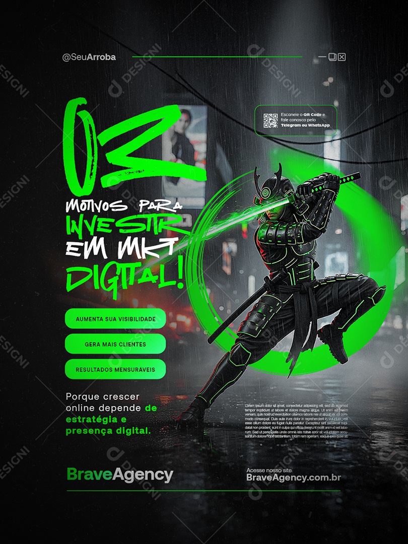 Três Motivos para Investir em Marketing Digital Social Media PSD Editável