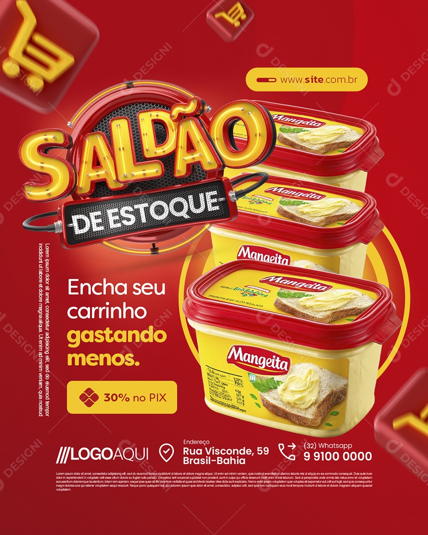 Saldão de Estoque Supermercado Encha Seu Carrinho Gastando Menos Margarina Social Media PSD Editável