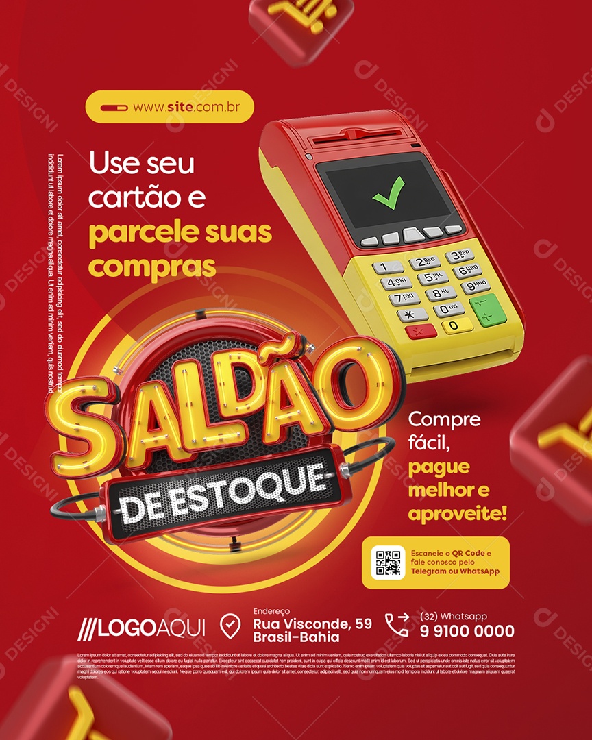 Saldão de Estoque Supermercado Use Seu Cartão e Parcele Suas Compras Social Media PSD Editável