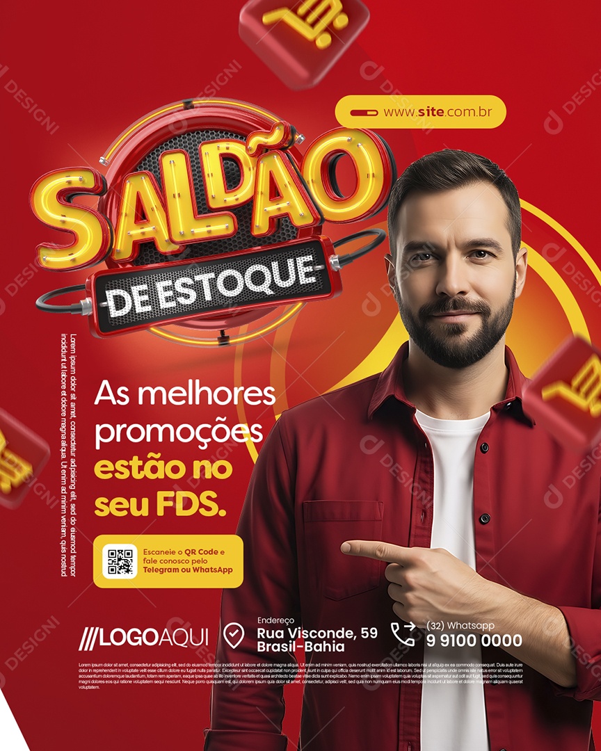 Saldão de Estoque Supermercado As Melhores Promoções Social Media PSD Editável