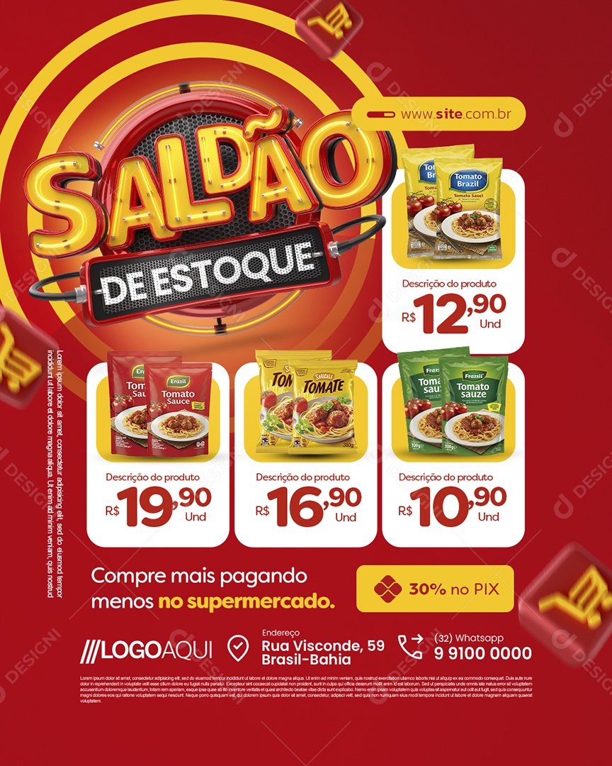 Saldão de Estoque Supermercado Compre Mais Pagando Social Media PSD Editável