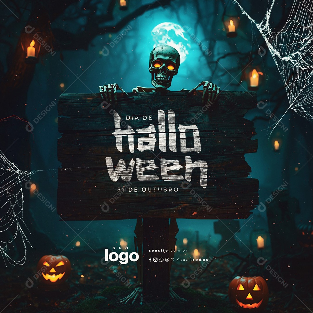 Dia de Halloween 31 de Outubro Social Media PSD Editável