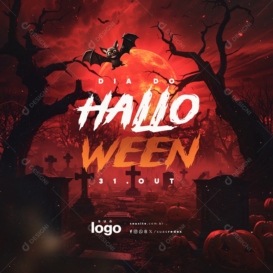 Dia do Halloween 31 de Outubro Social Media PSD Editável