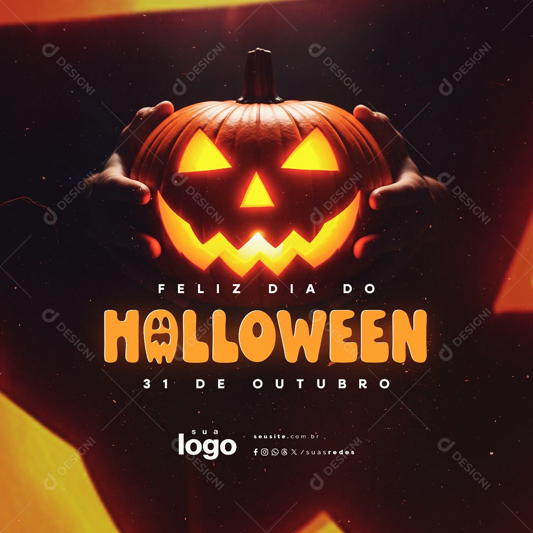 Feliz Dia do Halloween 31 de Outubro Social Media PSD Editável