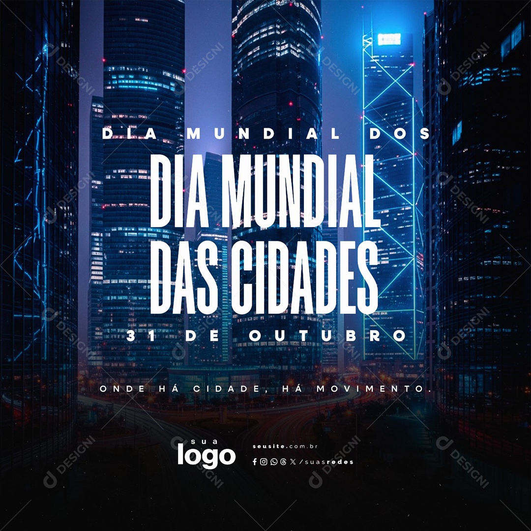 Dia Mundial das Cidades 31 de Outubro Social Media PSD Editável